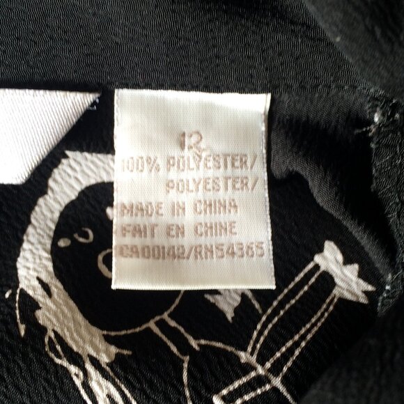 TanJay Petites Womens Blouse Tank Top One Piece Sz 12 Black Floral Long Sleeve - Picture 10 of 10